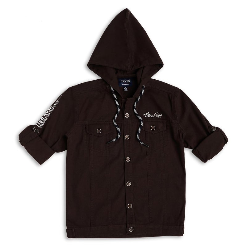 CAVIO Boys Regular Fit Solid Hooded Casual Jacket and T-Shirt - Image 2